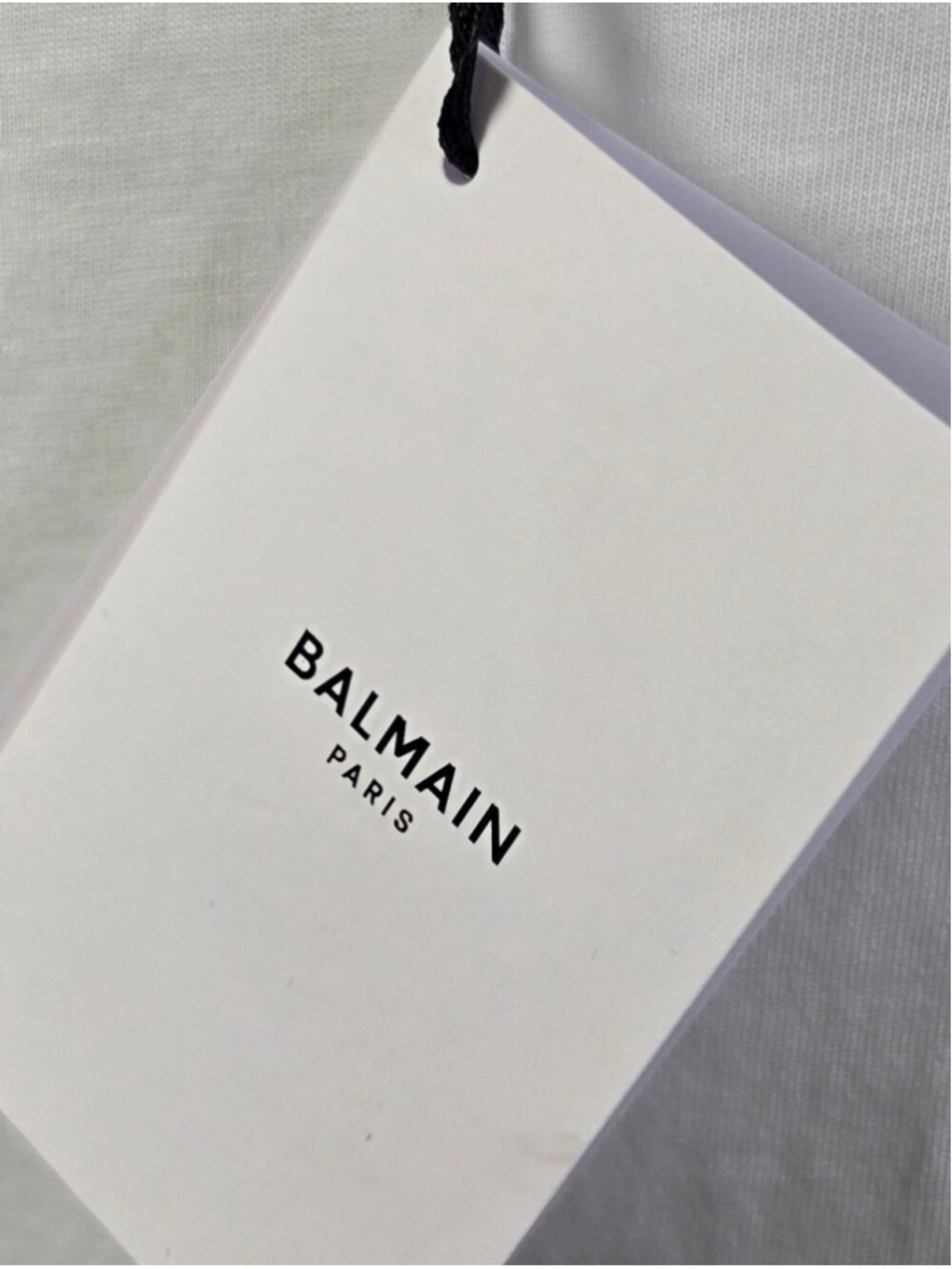 $495 BALMAIN Laminated Logo Cotton Crop T-Shirt Large - Picture 11 of 13